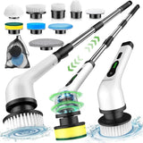 9 in 1 Cordless Electric Spin Scrubber - Rechargeable Power Cleaning Brush Scrubber with Adjustable Extension Handle for Home, Bathroom, Kitchen & Car